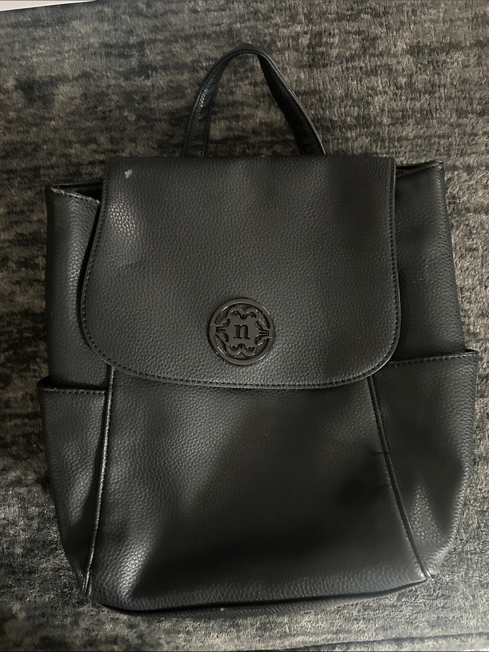 Nanette Lepore Black Pebbled Leather Backpack